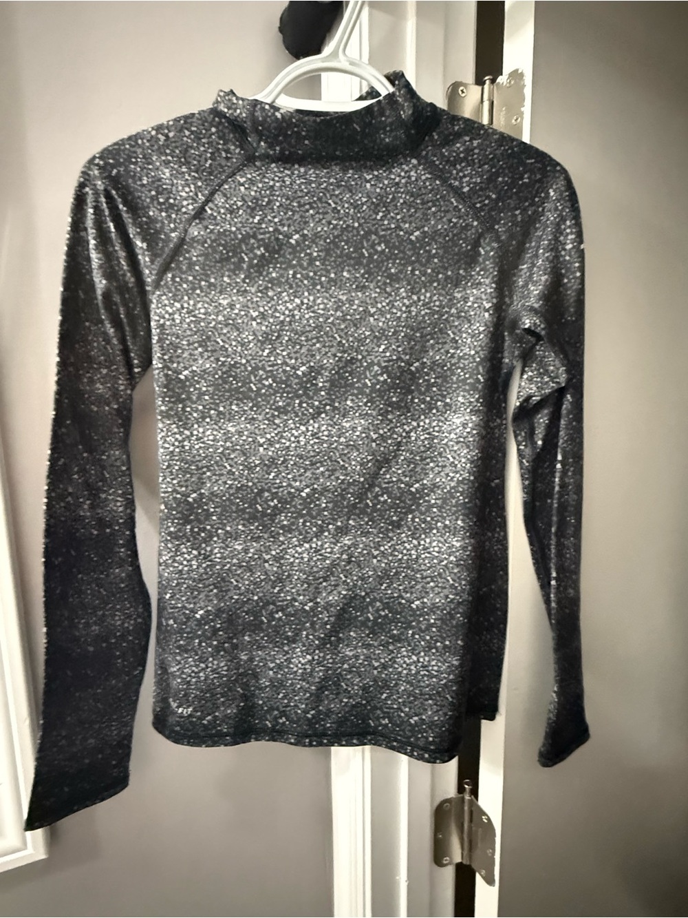 Nike Black/Silver Mock Neck Long Sleeve Top